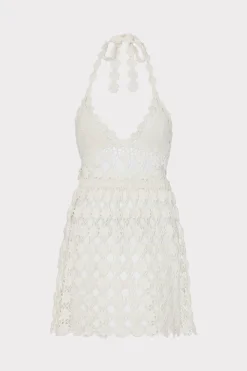 MILLY Jumpsuits & Rompers-Floral Crochet Mini Cover-Up Dress