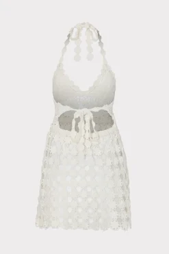 MILLY Jumpsuits & Rompers-Floral Crochet Mini Cover-Up Dress