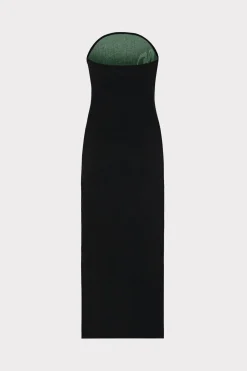 MILLY Knit Dresses-Floral Jacquard Strapless Midi Dress