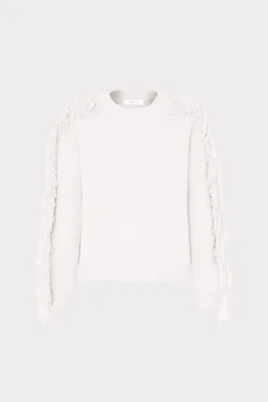 MILLY Jumpsuits & Rompers-Fringe Sleeve Crewneck Sweater