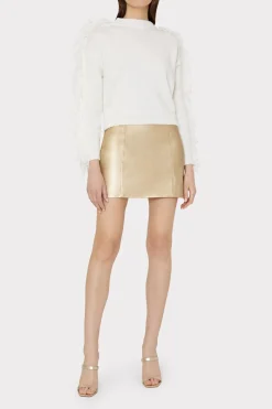 MILLY Jumpsuits & Rompers-Fringe Sleeve Crewneck Sweater