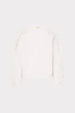 MILLY Sweaters & Knits-Fringe Sleeve Crewneck Sweater
