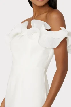 MILLY White Dresses-Gizelle Ruffle Off The Shoulder Dress