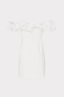 MILLY White Dresses-Gizelle Ruffle Off The Shoulder Dress