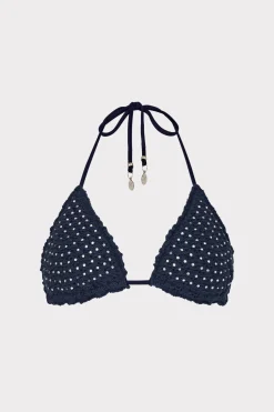 MILLY Jumpsuits & Rompers-Glimmer Crochet Bikini Top With Crystal Applique