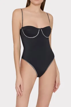 MILLY One Piece Swimsuits-Heat Set Embellishment Underwire One Piece