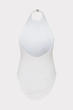 MILLY One Piece Swimsuits-Jackie Textured Waves Halter One Piece