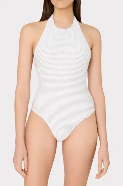 MILLY Jumpsuits & Rompers-Jackie Textured Waves Halter One Piece