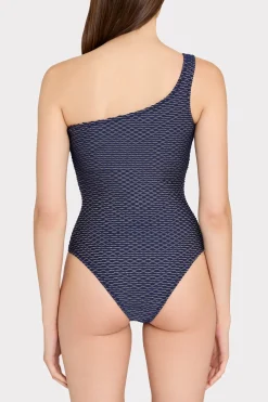 MILLY One Piece Swimsuits-Joni Textured Waves One Shoulder One Piece