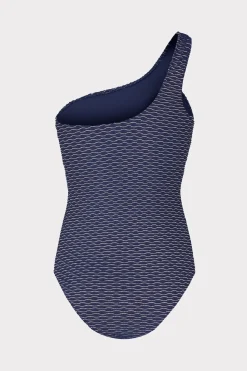 MILLY One Piece Swimsuits-Joni Textured Waves One Shoulder One Piece