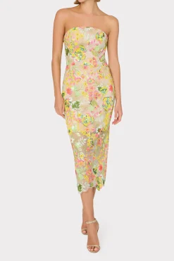 MILLY Cocktail Dresses-Kait Botanical Petals Sequins Dress