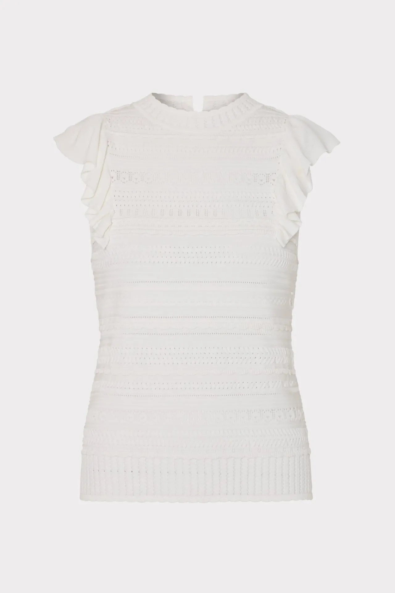 MILLY Tops-Knit Pointelle Flutter Sleeve Top