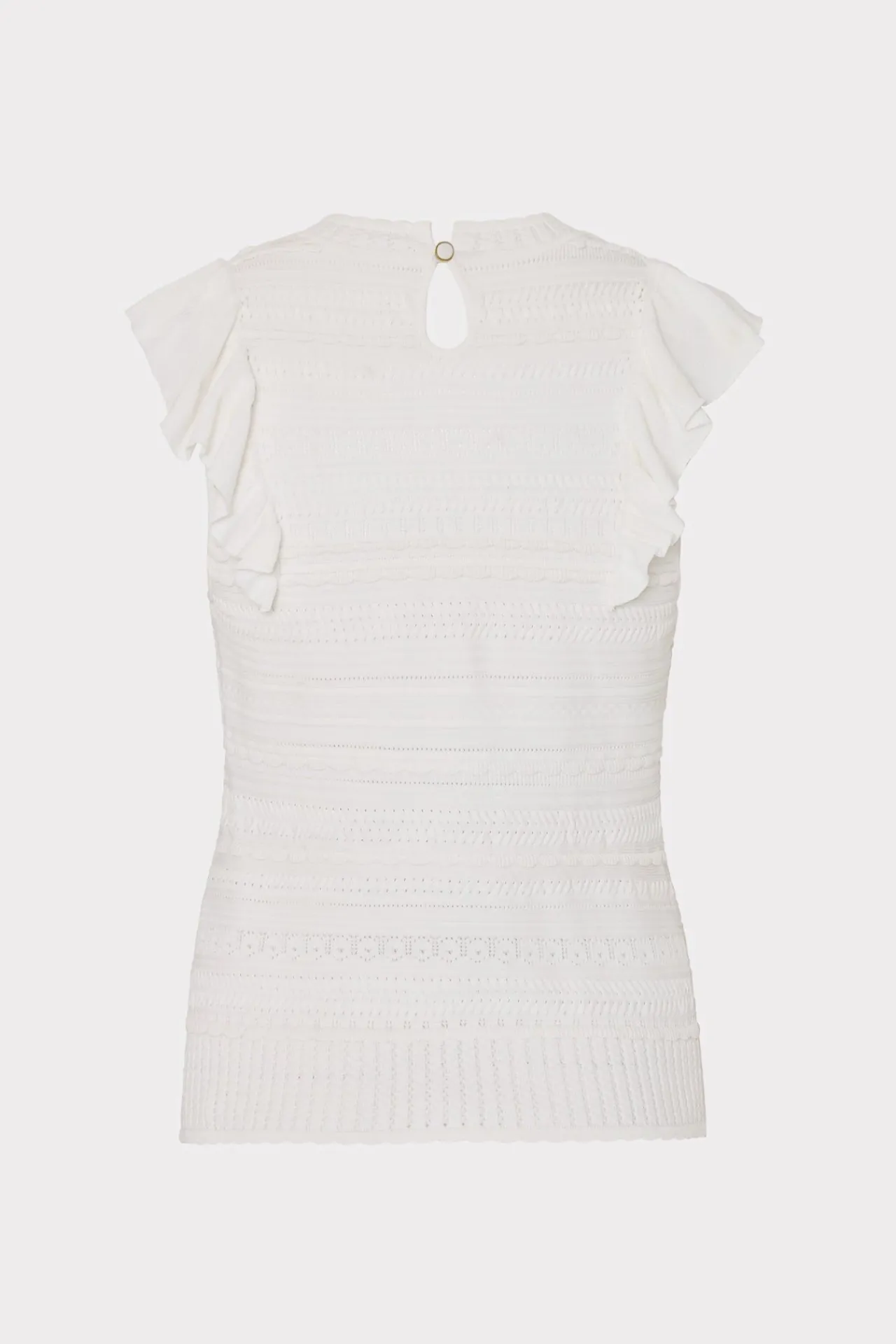 MILLY Tops-Knit Pointelle Flutter Sleeve Top