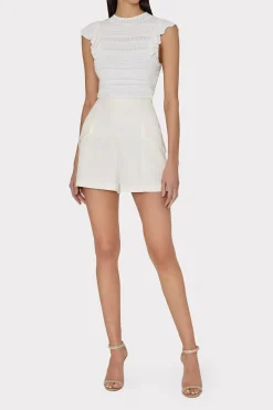 MILLY Jumpsuits & Rompers-Knit Pointelle Flutter Sleeve Top