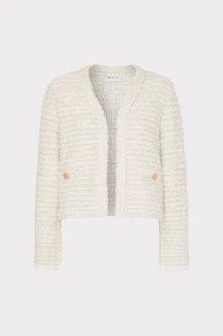 MILLY Coats & Jackets-Knit Textured Boucle Cardigan Jacket