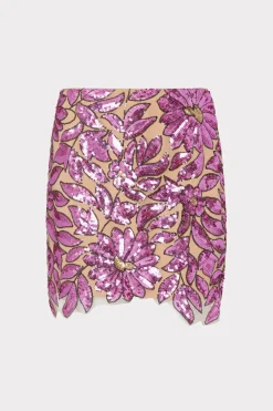 MILLY Skirts-Kristina Floral Garden Sequins Skirt
