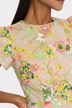 MILLY Guest Of Dresses-Kyla Botanical Petals Sequins Dress