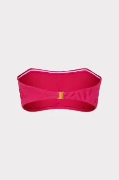 MILLY Bikinis-Lace Eyelet Bandeau Bikini Top