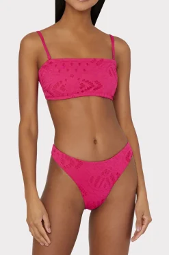 MILLY Jumpsuits & Rompers-Lace Eyelet Bandeau Bikini Top