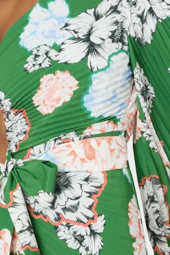 MILLY Sundresses-Linden Petals In Bloom Pleated Dress