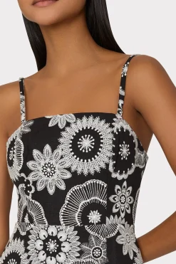 MILLY Little Black Dresses-Linen Embroidered Dress