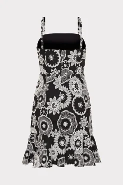 MILLY Little Black Dresses-Linen Embroidered Dress