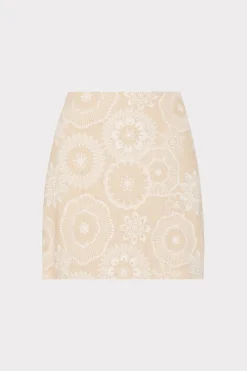 MILLY Skirts-Linen Embroidered Skirt