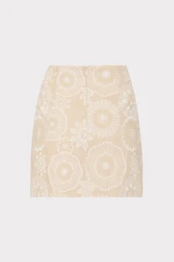 MILLY Skirts-Linen Embroidered Skirt