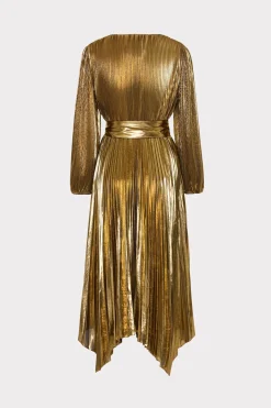 MILLY Maxi Dresses-Liora Pleated Lame Dress