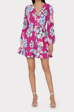 MILLY Mini Dresses-Liv Petals In Bloom Pleated Dress
