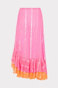 MILLY Jumpsuits & Rompers-Lurex Stripe Ruffle Wrap Skirt