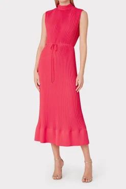 MILLY Maxi Dresses-Melina Solid Pleated Dress