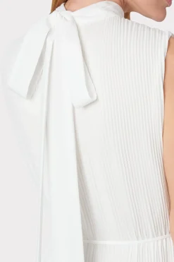 MILLY White Dresses-Melina Solid Pleated Dress