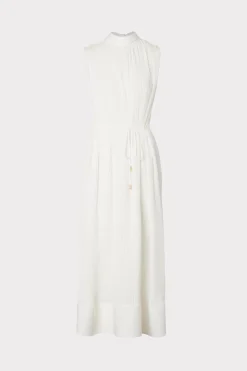 MILLY Maxi Dresses-Melina Solid Pleated Dress
