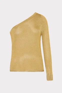 MILLY Sweaters & Knits-Metallic Knit One Shoulder Top