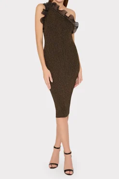 MILLY Sweaters & Knits-Metallic Scallop Ruffle One Shoulder Dress