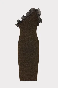 MILLY Sweaters & Knits-Metallic Scallop Ruffle One Shoulder Dress