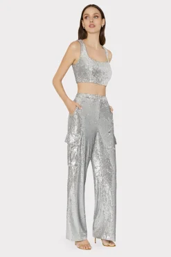 MILLY Tops-Nickie Sequins Crop Top