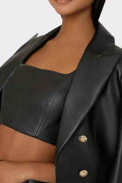 MILLY Tops-Nickie Vegan Leather Crop Top