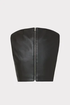 MILLY Tops-Nickie Vegan Leather Crop Top