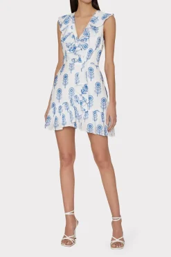 MILLY Day Dresses-Novi Poppy Embroidery Wrap Dress
