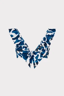MILLY Jumpsuits & Rompers-Ocean Puzzle Ruffle Bikini Top