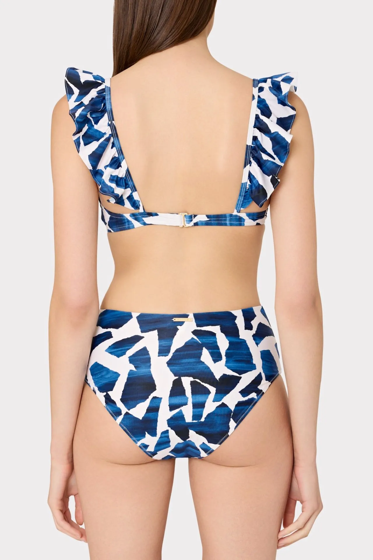 MILLY Jumpsuits & Rompers-Ocean Puzzle Ruffle Bikini Top