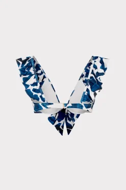 MILLY Jumpsuits & Rompers-Ocean Puzzle Ruffle Bikini Top