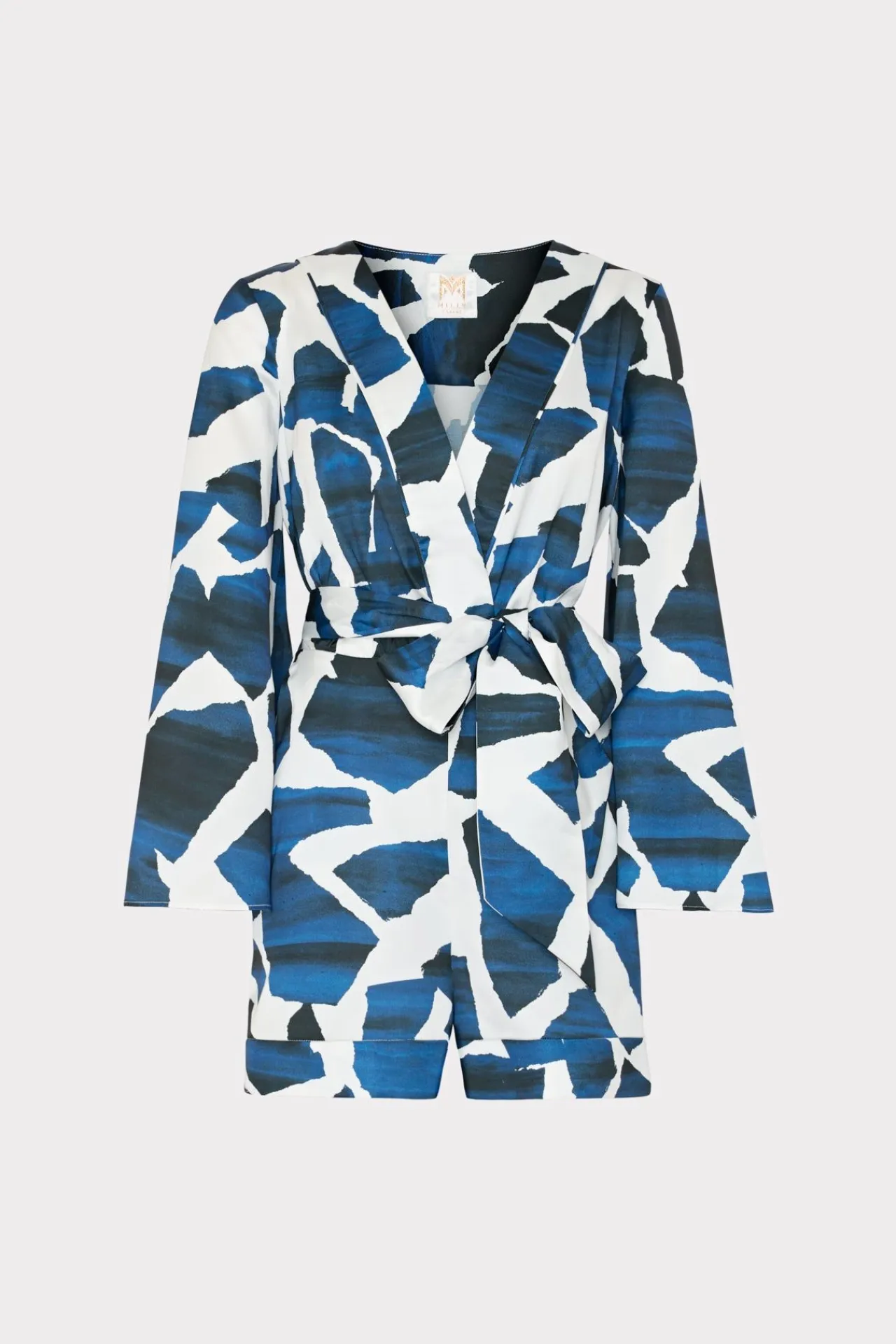 MILLY Jumpsuits & Rompers-Ocean Puzzle Satin Romper