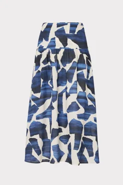 MILLY Jumpsuits & Rompers-Ocean Puzzle Viscose Linen Skirt