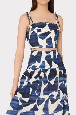 MILLY Jumpsuits & Rompers-Ocean Puzzle Viscose Linen Skirt