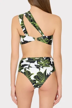 MILLY Bikinis-Olivia Sea Of Petals Draped Bandeau Top