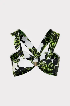 MILLY Bikinis-Olivia Sea Of Petals Draped Bandeau Top