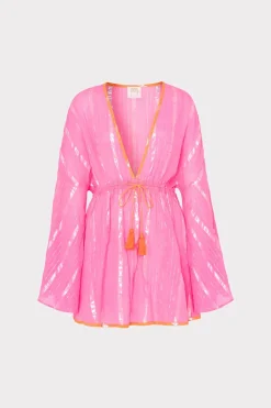 MILLY Jumpsuits & Rompers-Olympia Lurex Stripe Coverup Dress